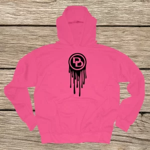 pink hoodie drip black