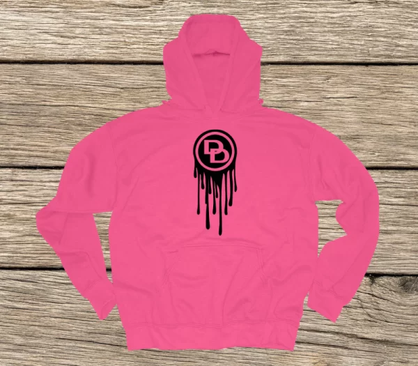 pink hoodie drip black